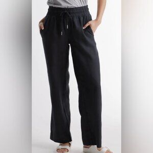 QUINCE Women's EUC 100% European Linen Wide Leg Pant Black | Size M